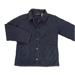 Vintage LL Bean Girls Barn Chore Jacket M 10-12 Quilted Blue Outdoors